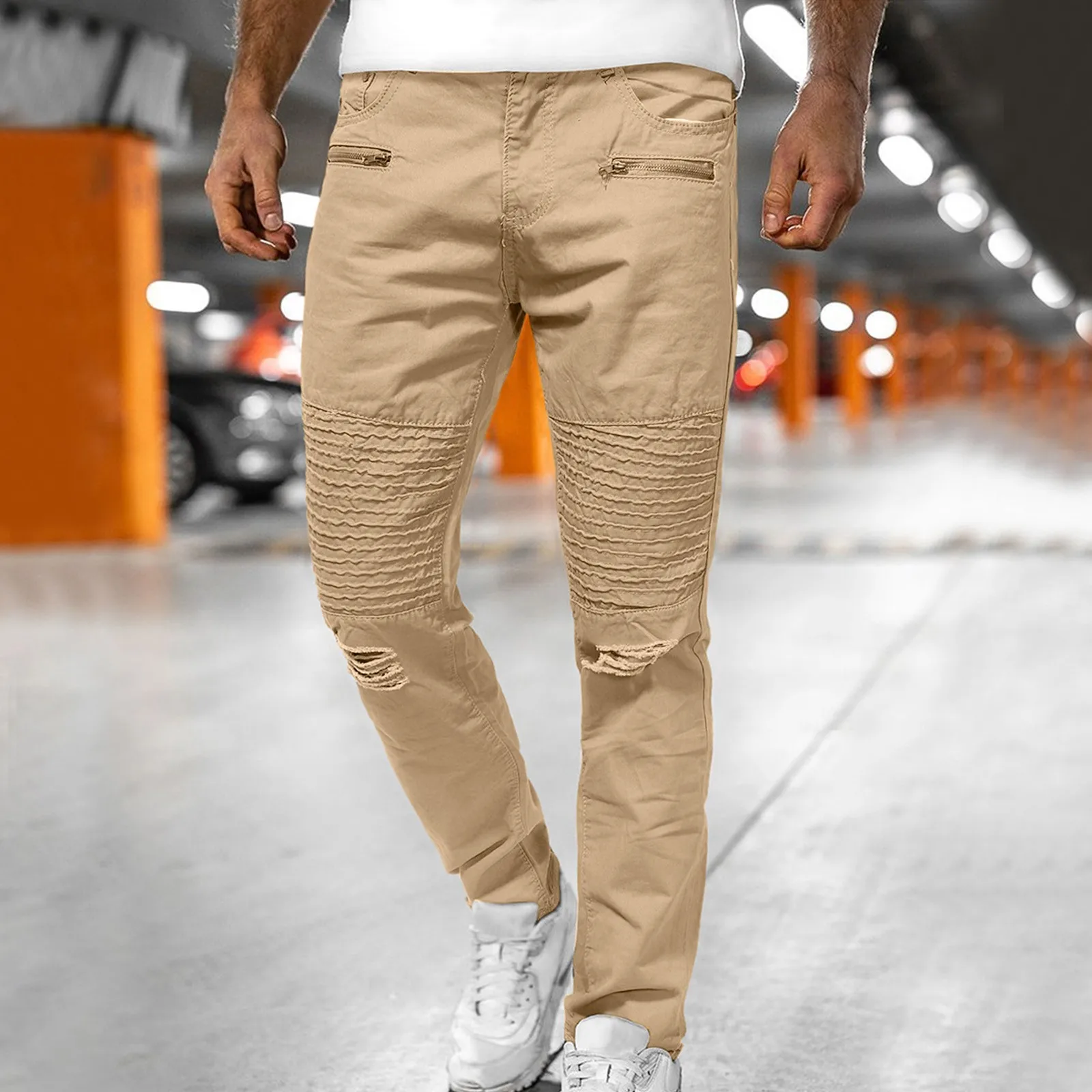 

Men's Casual Ripped Mid-waist Jeans Men's Button Zip Jeans With Pocket men clothing vaqueros de hombre pantalon homme ropa 2022