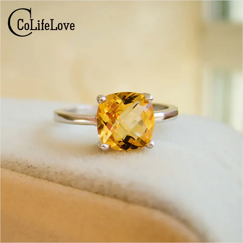 Женское кольцо из серебра 100% пробы с цитрином|silver citrine ring|jewelry wedding ringsjewelry rings |