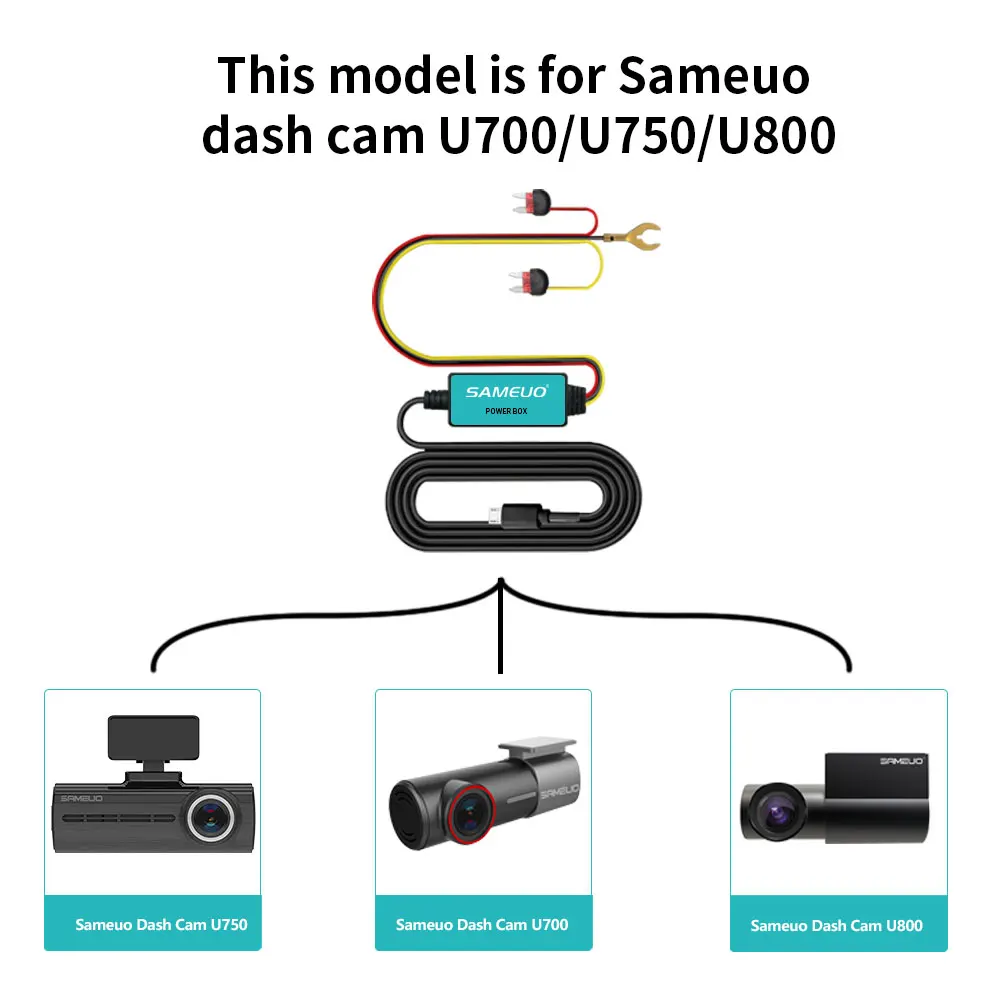 

SAMEUO Hardwire cable 12V Micro USB Car Charger 3.5M Hard wire Kit for Car DVR Dash Cam Dashcam Car Camera Charging Cable