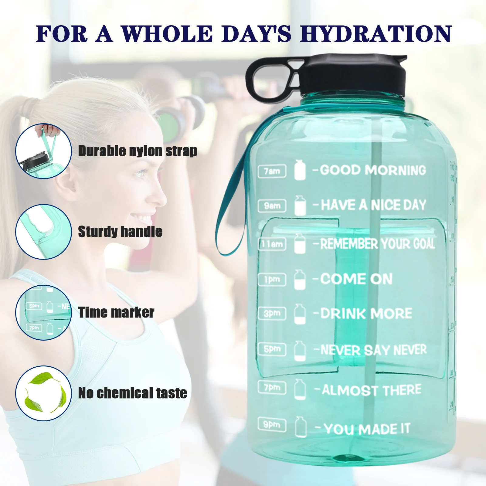 

Hot Portable Sports Water Bottle 3.78L Leakproof BPA Free Water Jug for Outdoor Sport Direct Drinking Drinkware Fitness Bottles