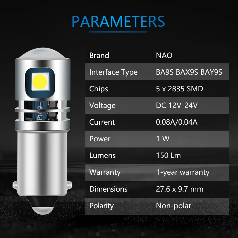 NAO H21W T4W BA9S светодиодный Blub BAX9S BAY9S 12 В 24 H6W для Audi A3 автомобильные задние
