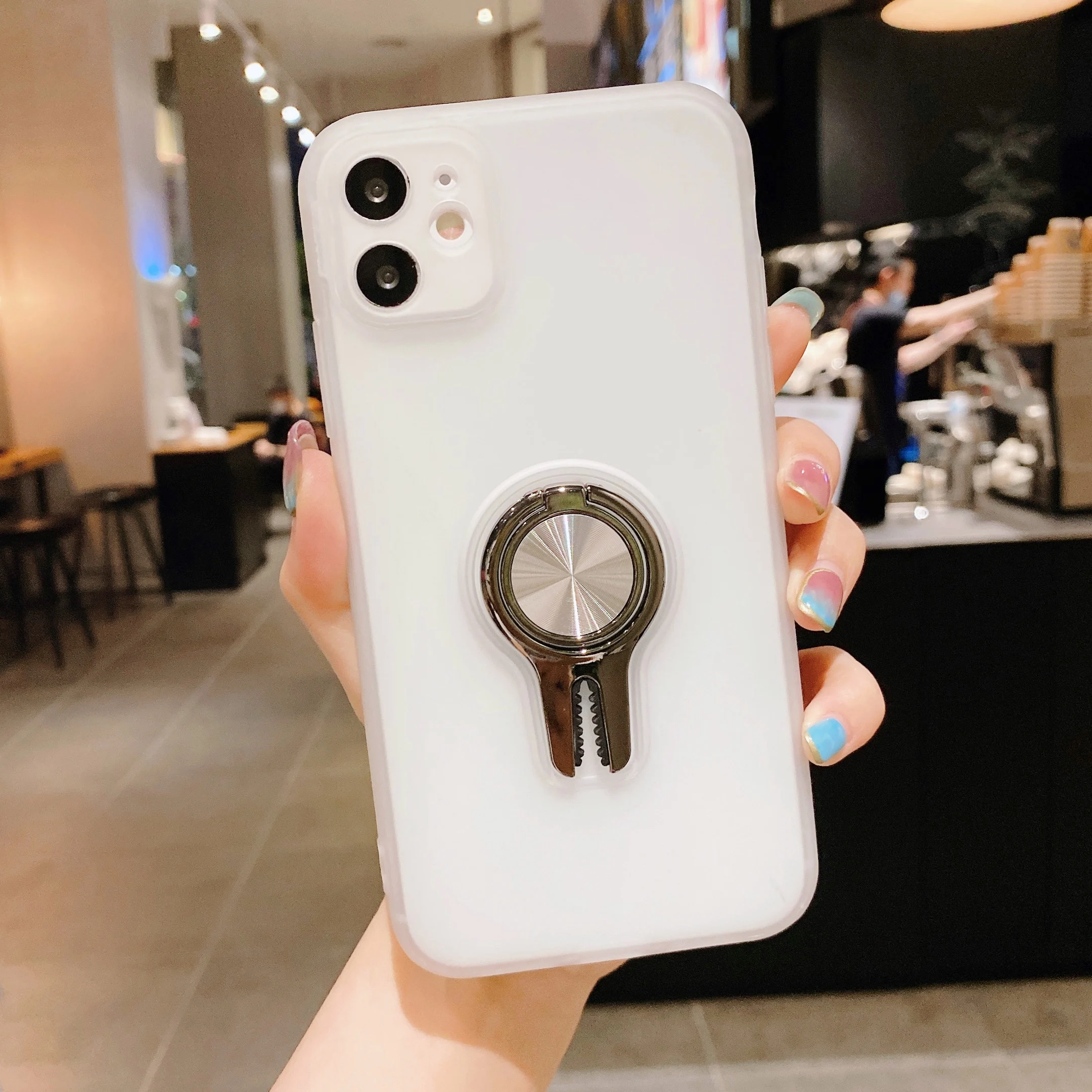 

Frosted mobile phone case for iphone11 Pro Max XS XR X SE 2020 case for iPhone 7 8 plus Metal ring bracket shockproof rear cover