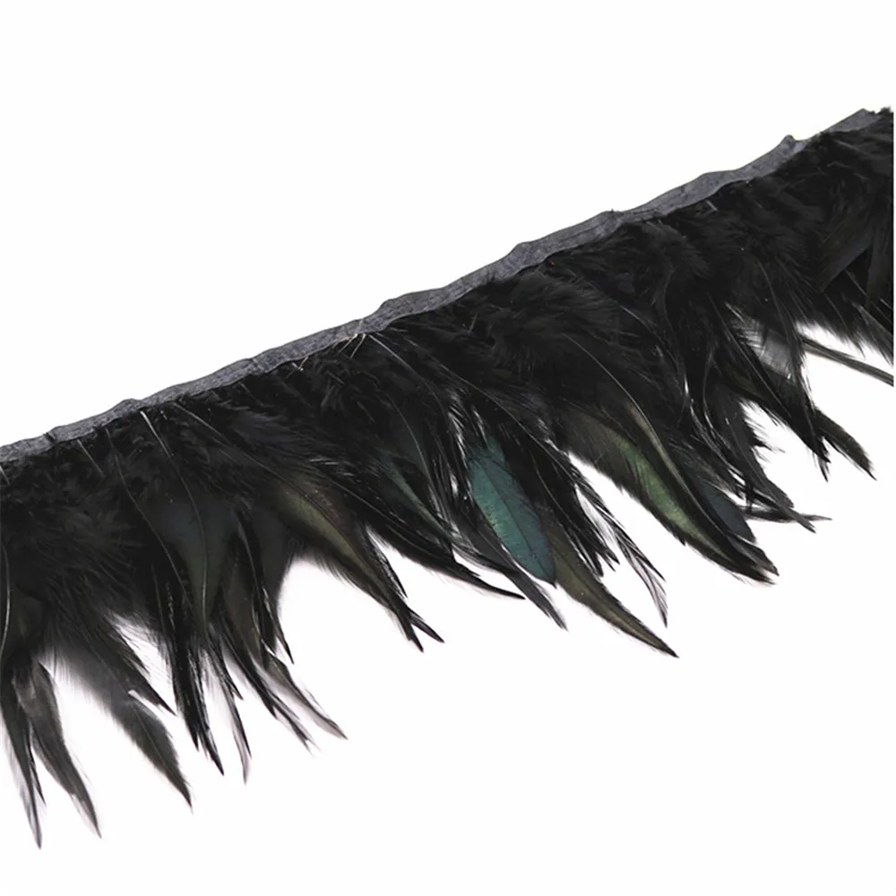 Черная юбка с петушиным воротником и перьями лента перо фазана отделка бахромой