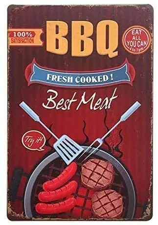 

Great Man Gift Vintage BBQ Metal Sign Retro Home Garden Wall Decoration 12X16 inch