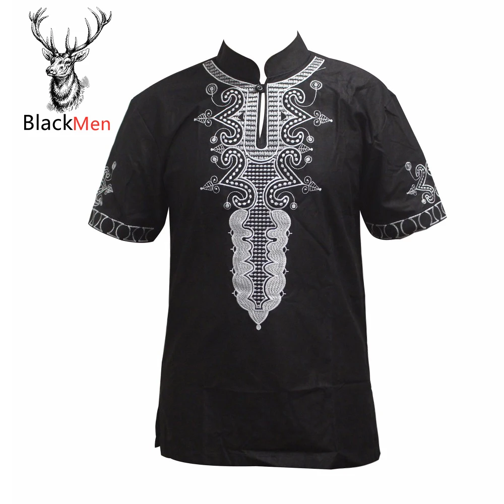 

Dashiki African clothes Embroidered Traditional Cotton Muslim T-Shirt Unisex Nigerian Native Ankara Tops