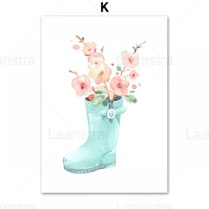 

Canvas Painting Nursery Wall Picture Cute Baby Girls Flower Umbrella Rain Boots Hand-Painted Prints Home Wall Art Decor Poster