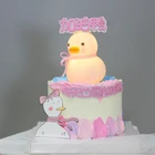 Украшение для торта на день рождения для будущей матери, розовая Синяя Утка с приветствием, светящийся ночник, украшение, игрушка, товары для выпечки, подарки на выпускной