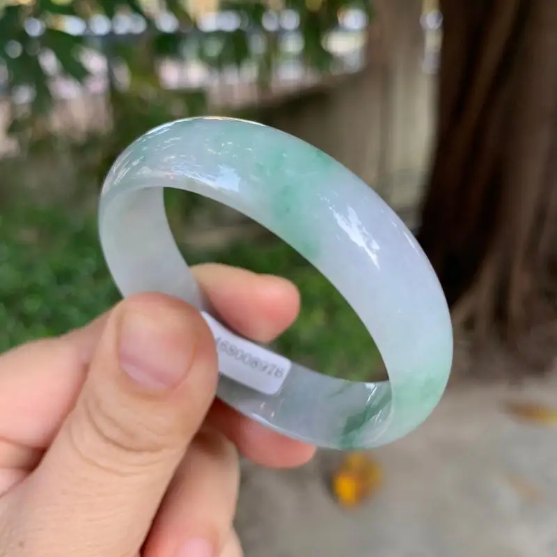 

Zheru Pure Natural and Myanmar Jade A-Class 54-62mm Double Purple Green Jade Bracelet Exquisite Princess Bracelet Send Certifica