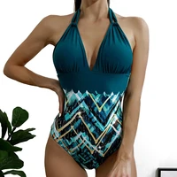 new print one piece swimsuit closed female plus size swimwear push up body womens swim wear bathing suit beach pool bather 2021