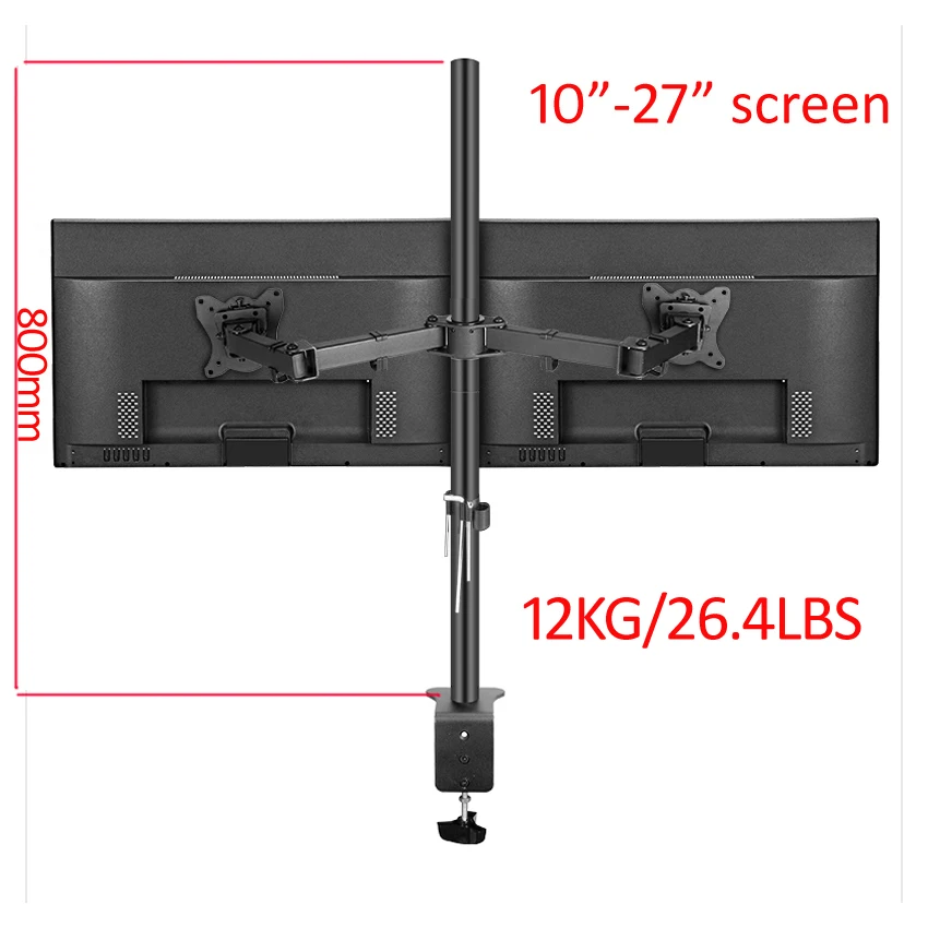 DL-T902-280 Desktop Stand Full Motion 360 Degree steel Dual Monitor Holder 10