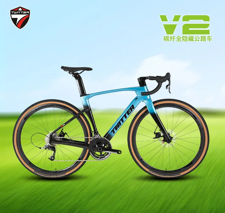 

TWITTER Gravel V2 105 R7000-22Speed Hydraulic Disc Brake 700C Carbon Fiber Road Bike carbon road bike complete bycycle for men
