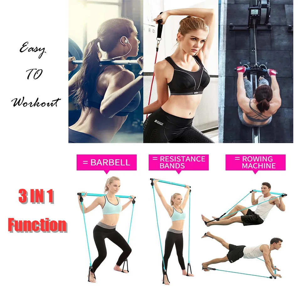 

Pilates Bar Rod Resistance Bands Elastic Bands Workout 2 Colors Multifunctional Yoga Rally Rod For Fitness Gym Equipment