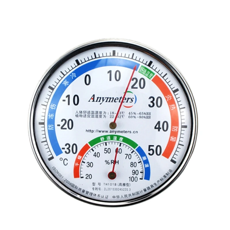 

Wall Thermometer Hygrometer with Metal Enclosure Wall or Decorative Mechanical