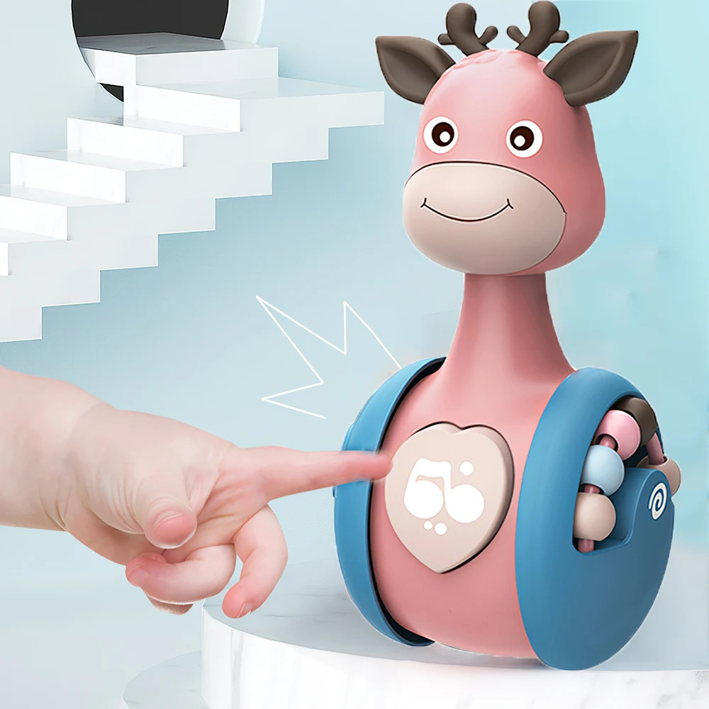 

Infant Hand Bell Mobile Stroller Music Roly-Poly Toy Sliding Deer Baby Tumbler Rattle Learning Education Toys Newborn Teether