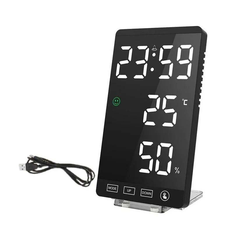 

Mirror LED Alarm Clock Night Light Thermometer Digital With Mirror Display Charging Clock USB 1pc LED L9V4