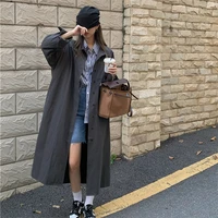 women streetwear trench casual blouse shirt windbreaker coat loose lady long sleeve solid color outerwear new arrival autumn
