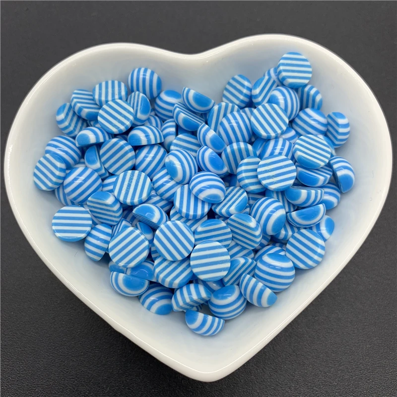 Полукруглые бусины из смолы 50 шт./лот 8 мм полосатые с плоской задней стороной для