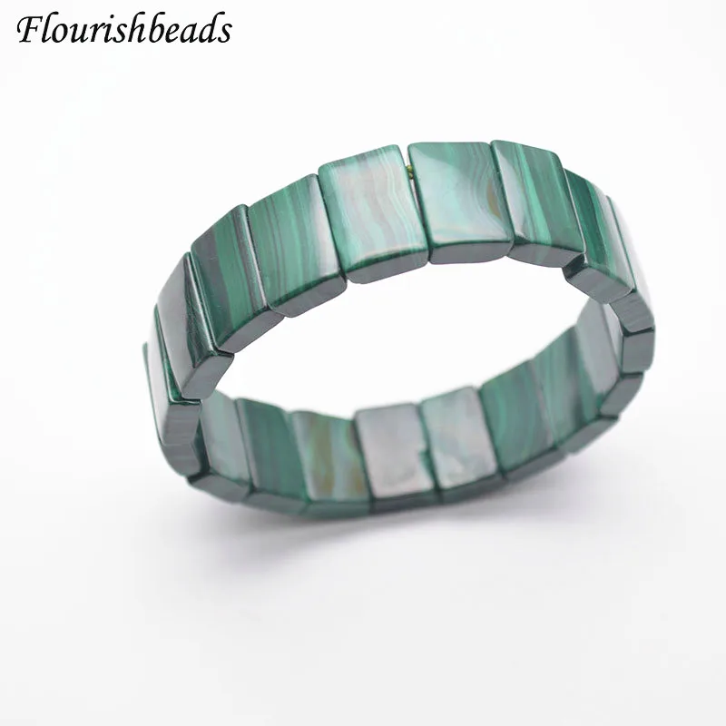 Браслеты из натурального малахита прямоугольные эластичный браслет бусин
