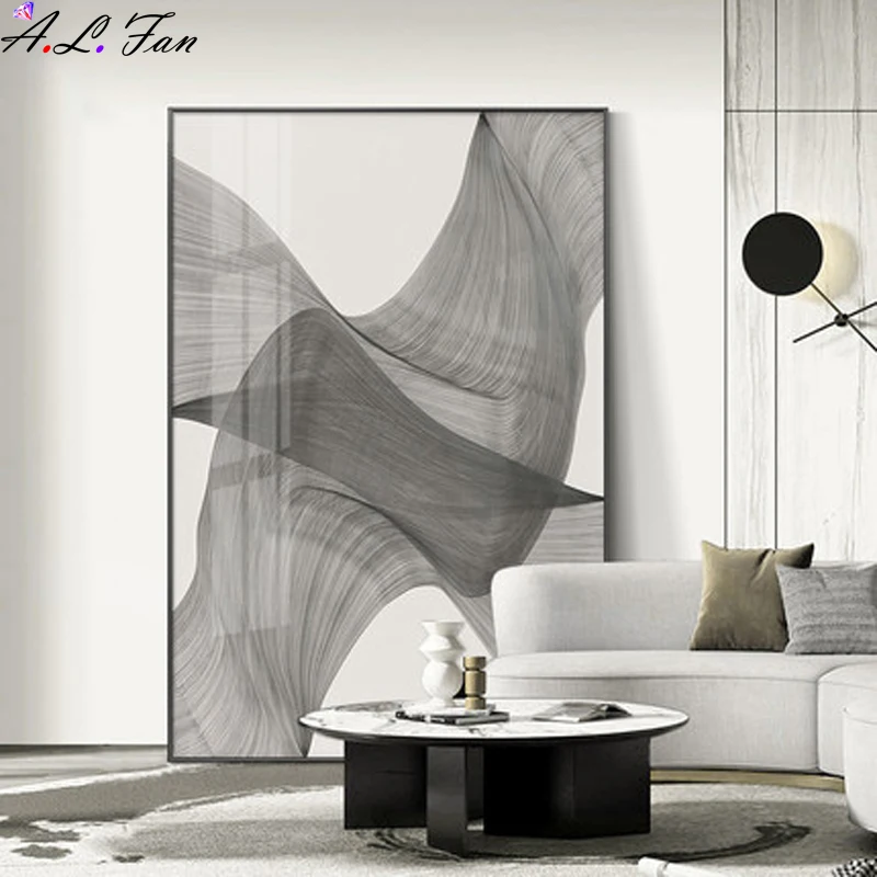 

Nordic Gray White art wall art Canvas Painting posters Prints Abstract line Picture for Living Room Morden Home Decor No Frame