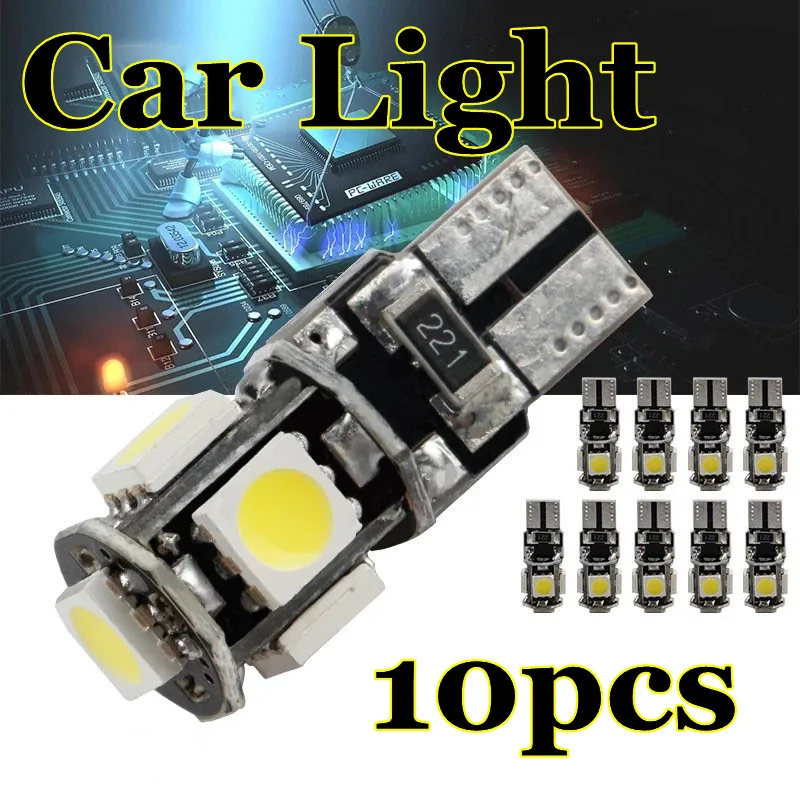 

10Pcs/Set Reading Indoor Decode License Plate Parking Bulb Sign Trun Lights T10 LED Car Light