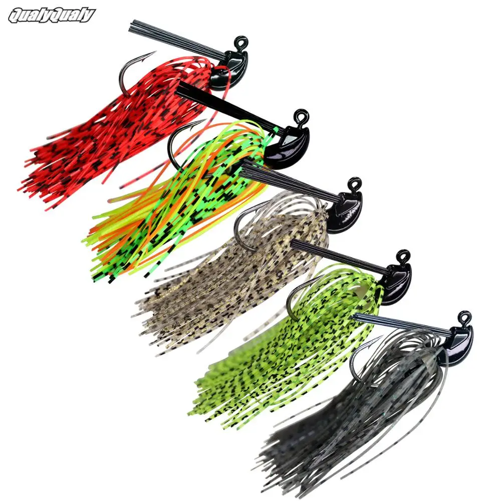 

1 piece 5g 7g 10g 14g Rubber Jig Bass Fishing Lure Silicone Skirt Beard Jigging Lure Isca Artificial Pesca Leurre Peche
