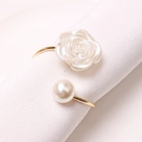 8pcslot new pearl napkin ring metal napkin button wedding tableware napkin ring desktop decoration