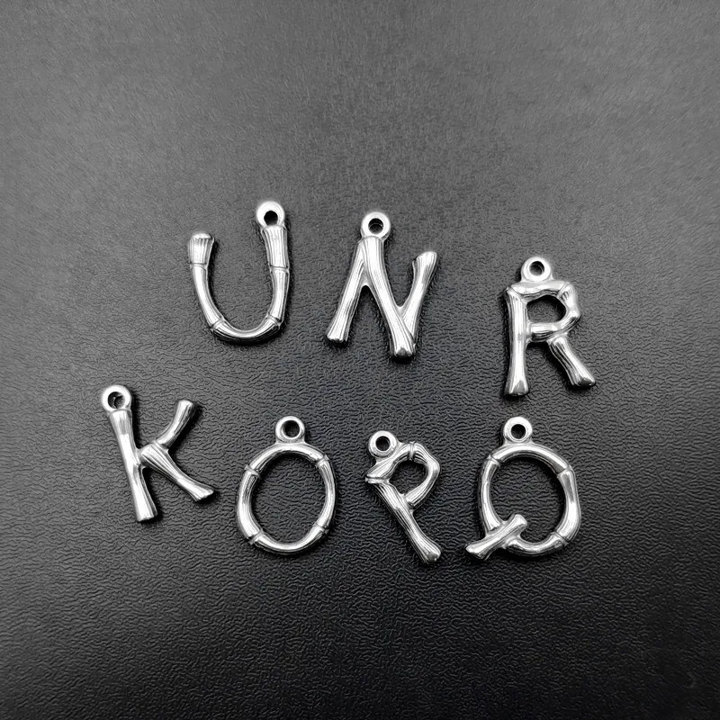 

20PCS/Lot Unique Stainless Steel Alphabet Charms Tree Branch Bark Design Letter Pendant Jewelry DIY Accessories Findings