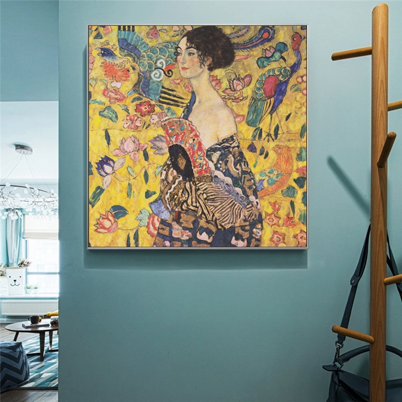 Настенные картины Gustav Klimt 120x120 см Репродукция портрет Адель Блоха Золотая стена