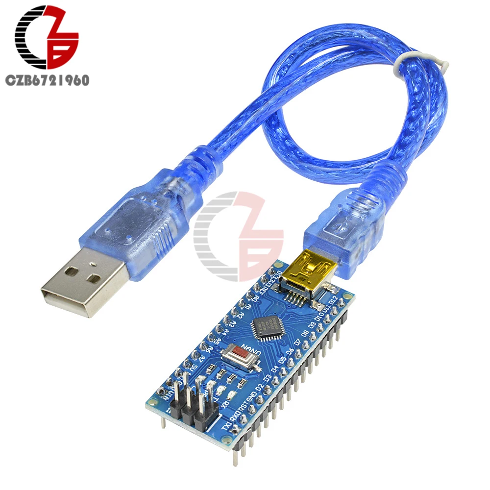 

Плата микроконтроллера Mini USB CH340 CH340G Nano V3.0 ATmega328, плата микроконтроллера 16 м 5 В для Arduino с USB-кабелем