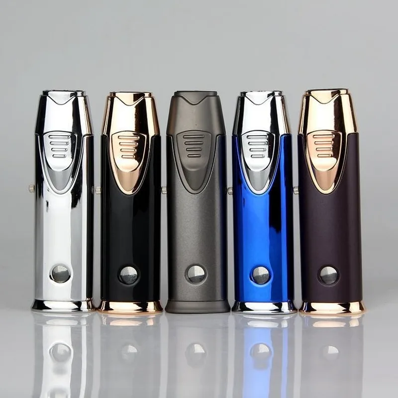 

Double Straight Into Lighter Portable Welding Spray Gun Windproof Metal Butane Gas Inflatable Lighter Cigar Accessories Men Gift