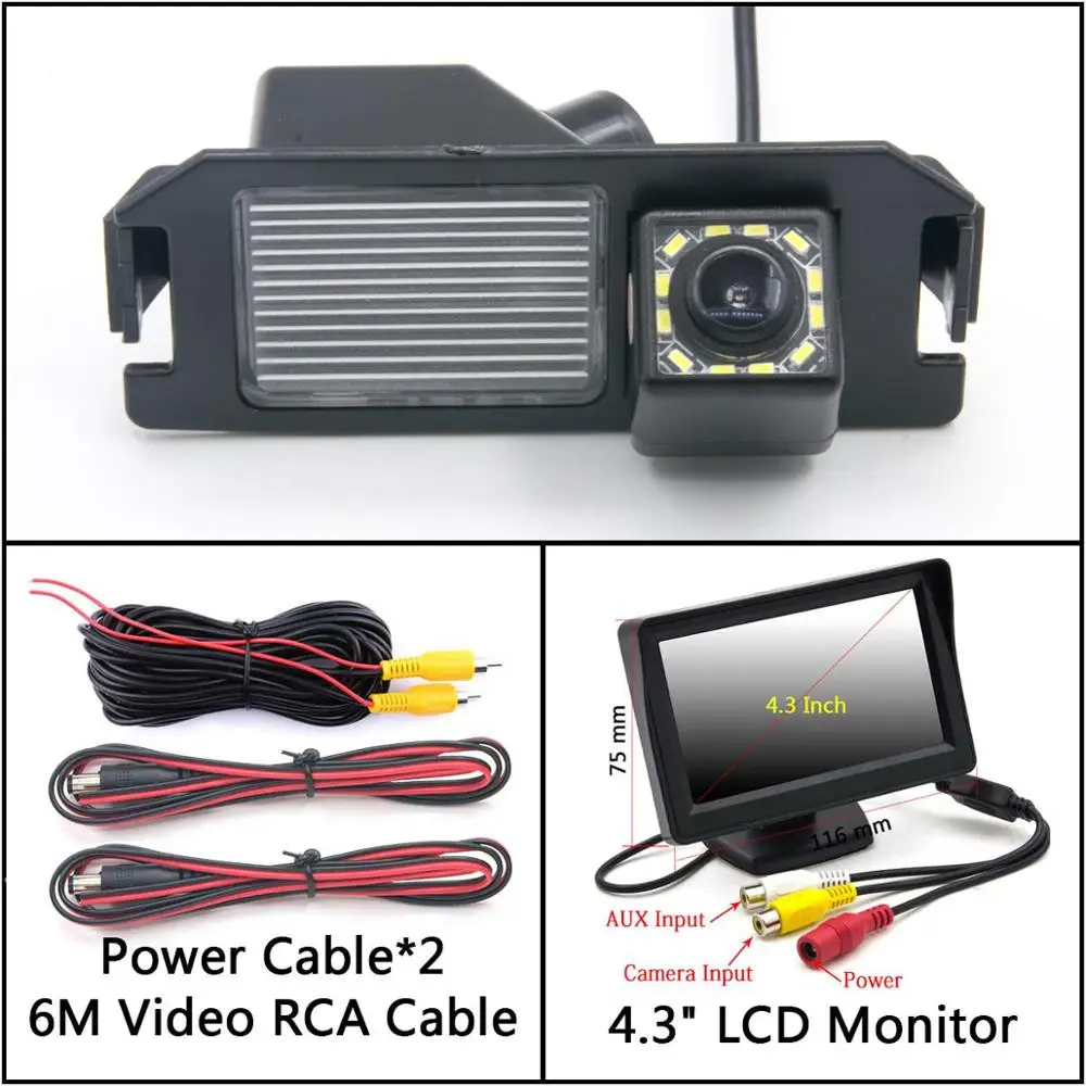 Cam Add 4.3 inch LCD 12 Светодиодный светильник заднего вида для kia plcanto Morning Rio 3 Soul MK1 MK2 Niro DE автомобильная парковочная камера заднего вида ночного видения - Название цвета: Cam Add 4.3 inch LCD