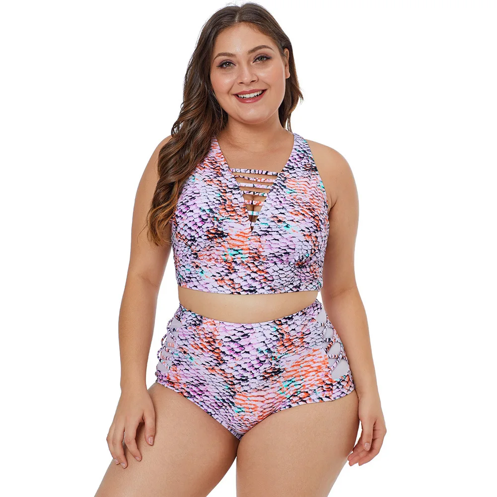 

Two Piece Bathing Suits Tankini Set Swimsuit Women Swim Skirt Plus Size Printed Swimwear 2020 Vintage Large Size Beach Swimwear
