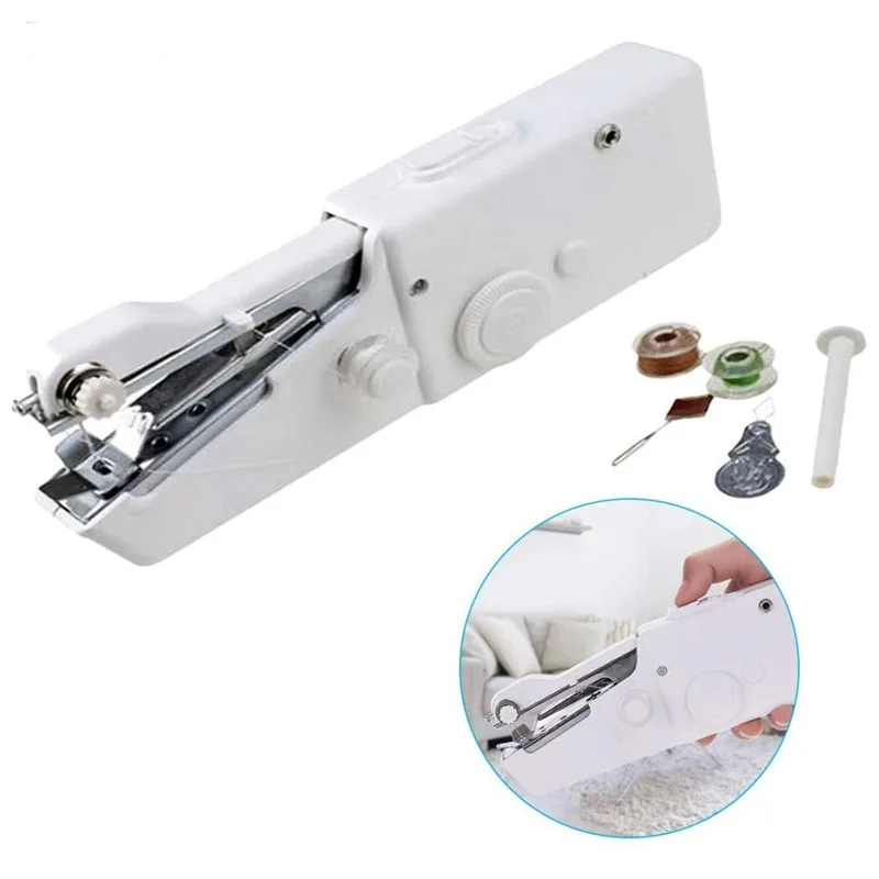 

Portable Mini Hand Sewing Machine Quick Handy Stitch Sew Needlework Cordless Household Clothes Fabrics Electric Sewing Machines