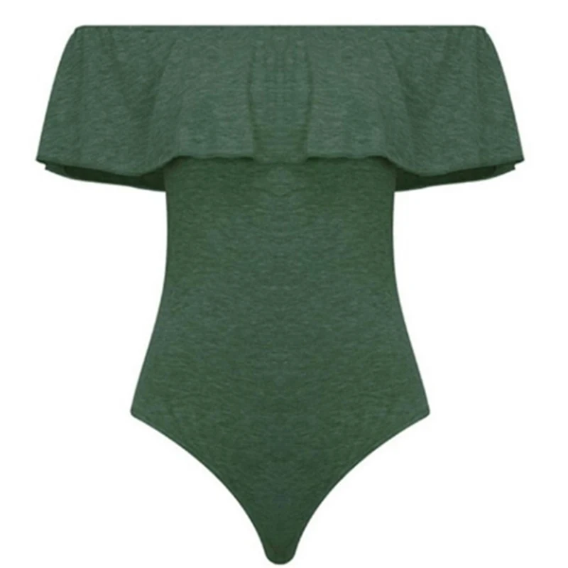 

Summer Off Shoulder Ruffle Sexy Bodysuit Women Black Slash Neck Slim Rompers Women Sleeveless Overalls Basic Bodysuits One Piece