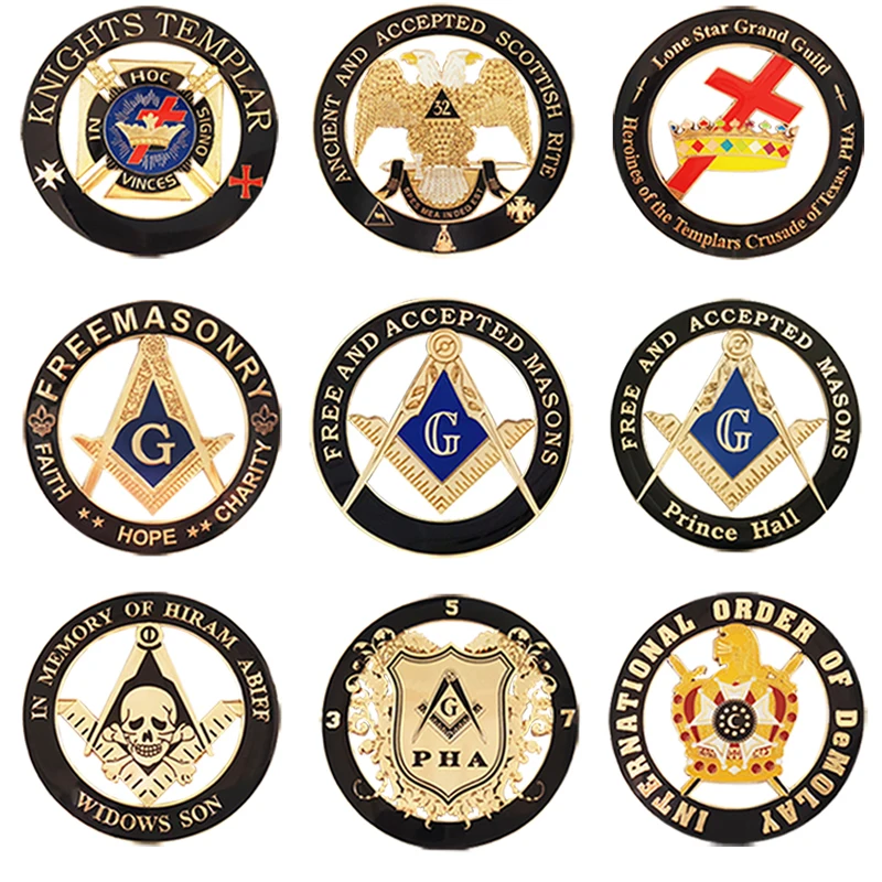 

Freemason Masonic Car Emblem Stickers Metal Personality Knight Badge Business Vehicle Decor Accessories size 7.5cm