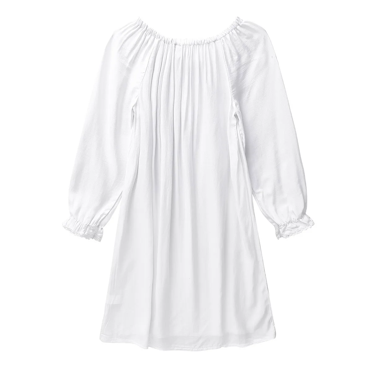 Белая детская винтажная мягкая хлопковая ночная рубашка с длинным рукавом для