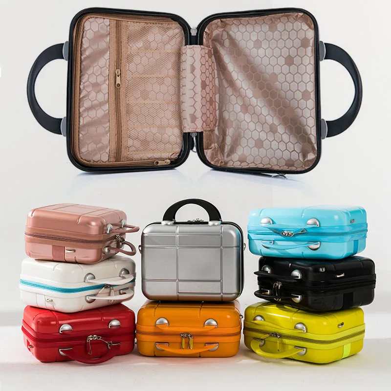 

14 Inches Makeup Luggage Case Women Cosmetic Suitcase Organizer Portable Shoulder Luggage Case for Girls Mini Travel Storage Bag