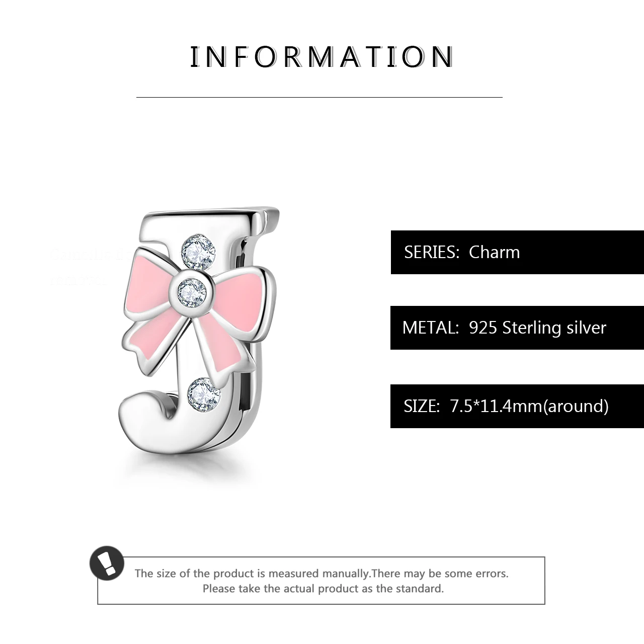 Новый розовый бант с надписью подвеска J 925 пробы Серебряные Зажимы бусины