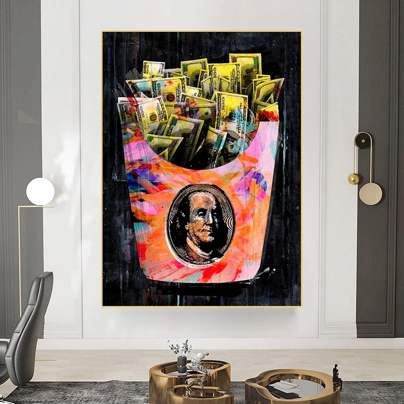 

Dollars in the Bag Graffiti Canvas Painting Inspiration Money Artwork Posters and Prints Nordic Home Wall Art Decoration Picture