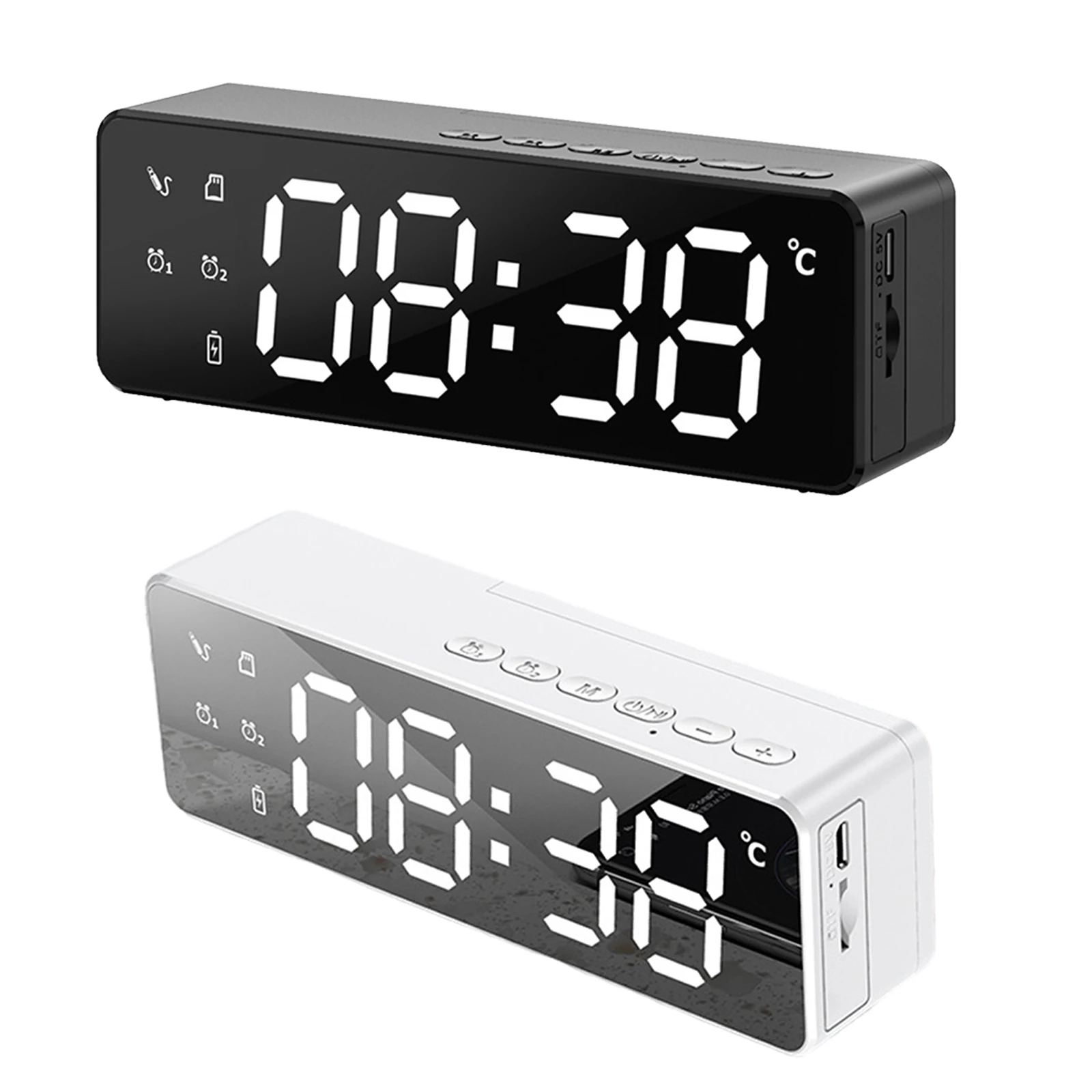 Зеркальный Bluetooth динамик Беспроводная зарядка цифровой будильник светодиодный