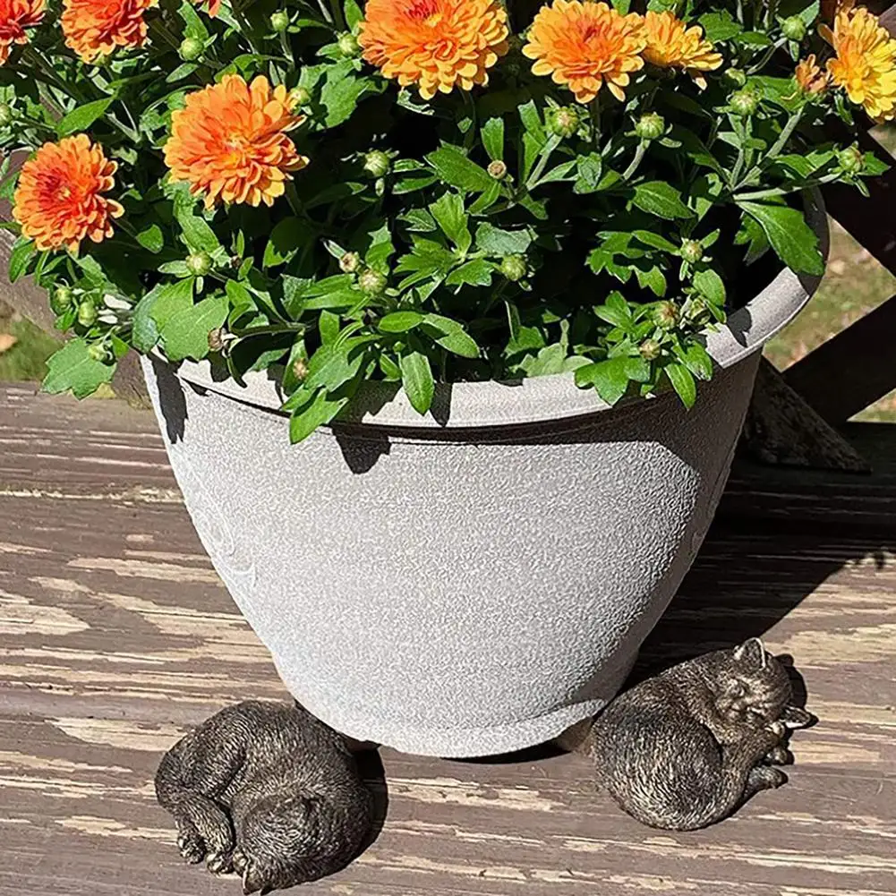 

3Pcs Animal Plant Pot Foot Flower Pot Support Anti-UV Resin Craft Decoration Ornaments Set For Outdoor Statue Garden 2021 New