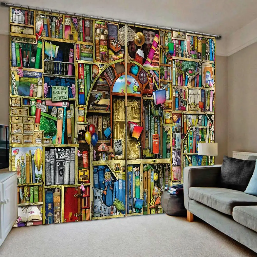 3D Curtain Luxury Blackout Window Living Room color bookself curtains curtain | Дом и сад