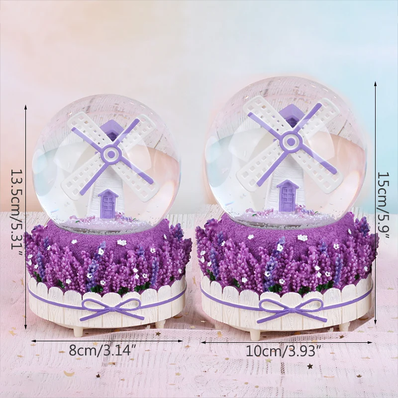 Creative Romantic Windmills Snow Globe Crystal Ball Rotating Music Box Christmas Decoration For Home Accssories | Дом и сад
