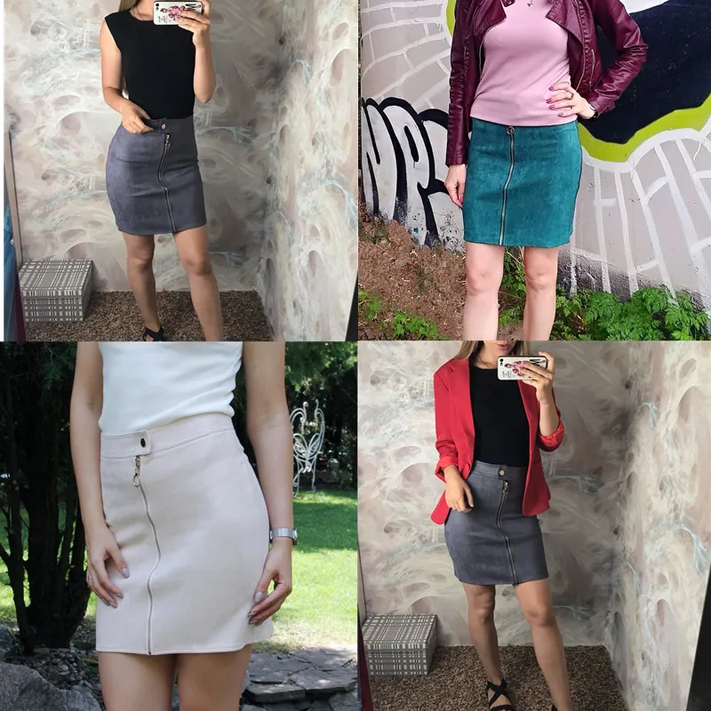 Женская замшевая мини юбка карандаш осень 2020|Женские юбки| |