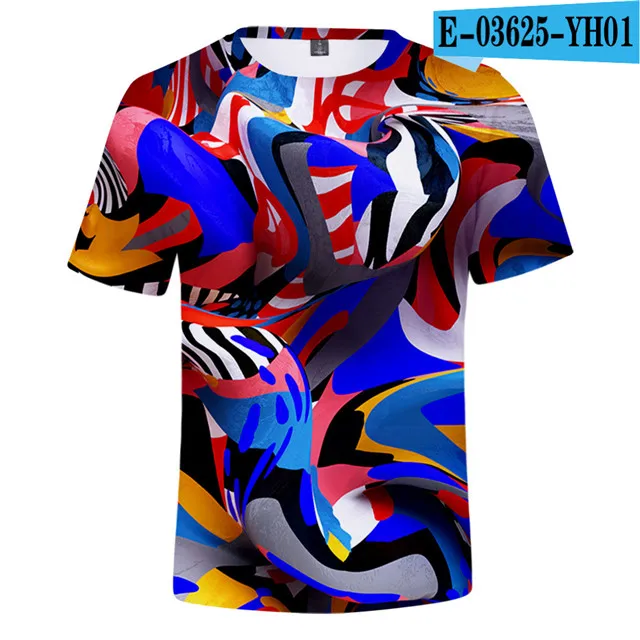 

Teens Tie Dye Flashbacks T-Shirt Trippy 3D Tops Boys Cool Color Tie-dye Tees Summer Breathable Men Tshirt Women Casual Shirt 4XL