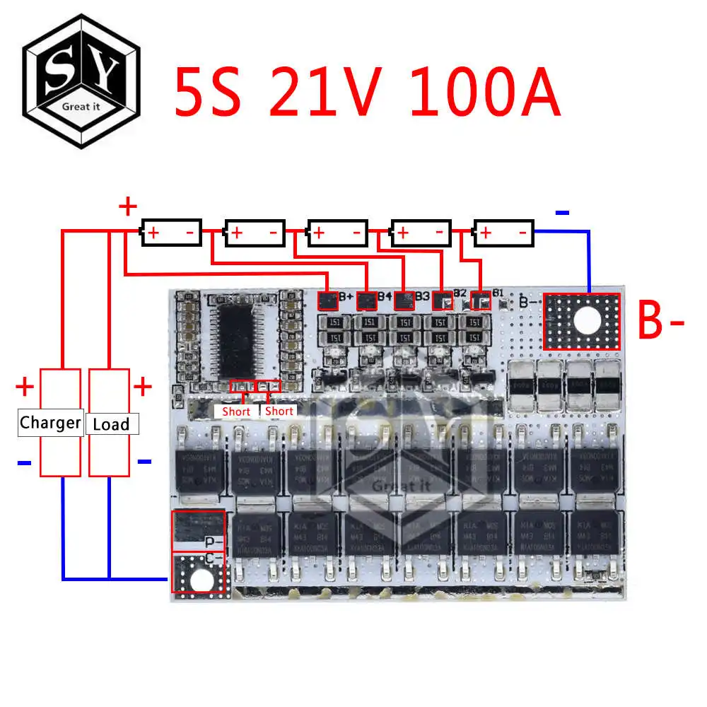 5S 21V 100A 3 s/4S/5S Bms 12 В 16,8 в 21 в 3,7 в 100a литий-ионная ЛМО тернарная литиевая батарея защита печатная плата литий-полимерная баланс зарядки - Цвет: 5S 21V 100A