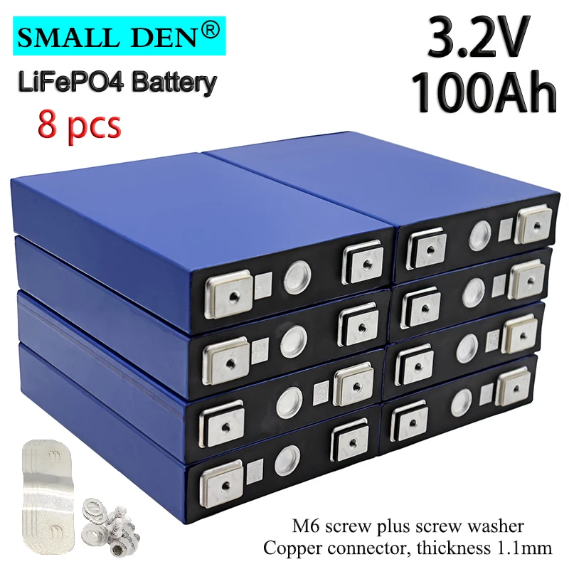 

8pcs 3.2V 100Ah LiFePO4 battery Lithium iron phospha DIY 12V 24V 48V 300A Electric Car Inverter RV Solar Energy storage system