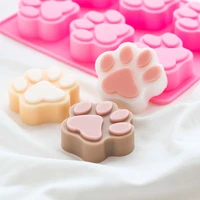 food grade silicone cat footprint cake mould handmade soap mould kitchen baking tool chocolate mousse jelly pudding mould