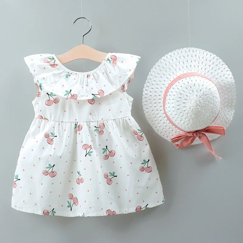 Для девочек Детское платье Лето Новый стиль с принтом в виде вишен большой
