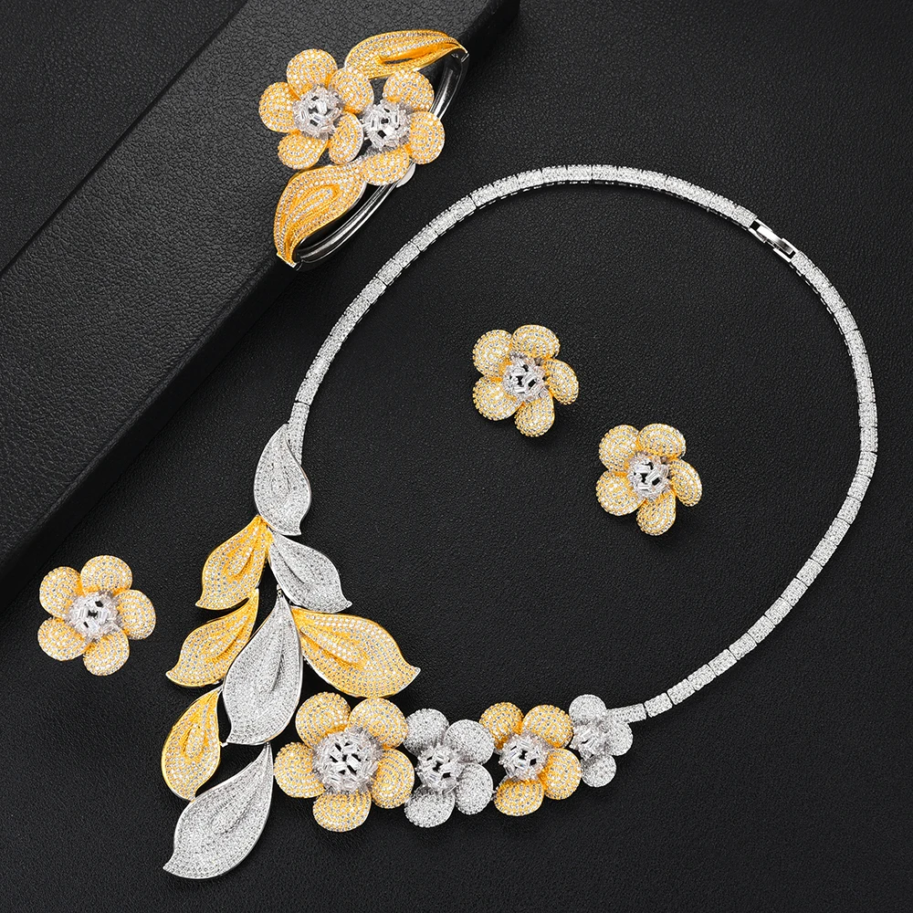 

Sweet Romantic BALLS Women Wedding Jewelry Sets Cubic Zirconia Jewelry Findings Necklace Earrings Bangle Ring Set